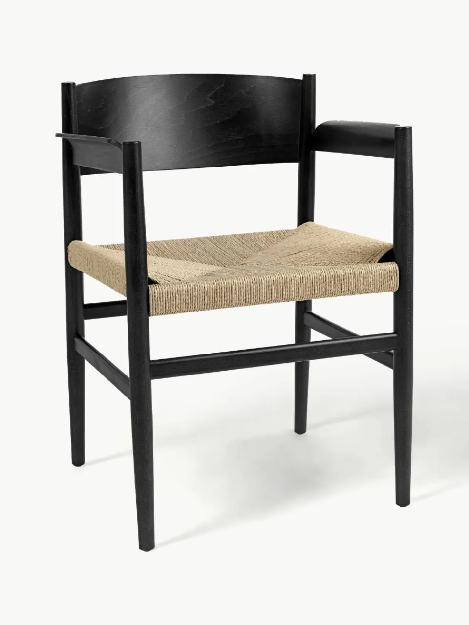 Armstoel Nestor van beukenhout met gevlochten zitvlak, handgemaakt^Mater Discount