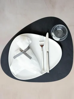 Asymmetrische leren placemats Curve, 4 stuks^LIND DNA Best