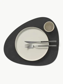 Asymmetrische leren placemats Curve, 4 stuks^LIND DNA Best