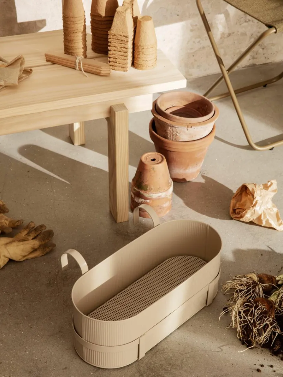 Balkon bloempot Bau met gegroefd oppervlak^ferm LIVING Outlet