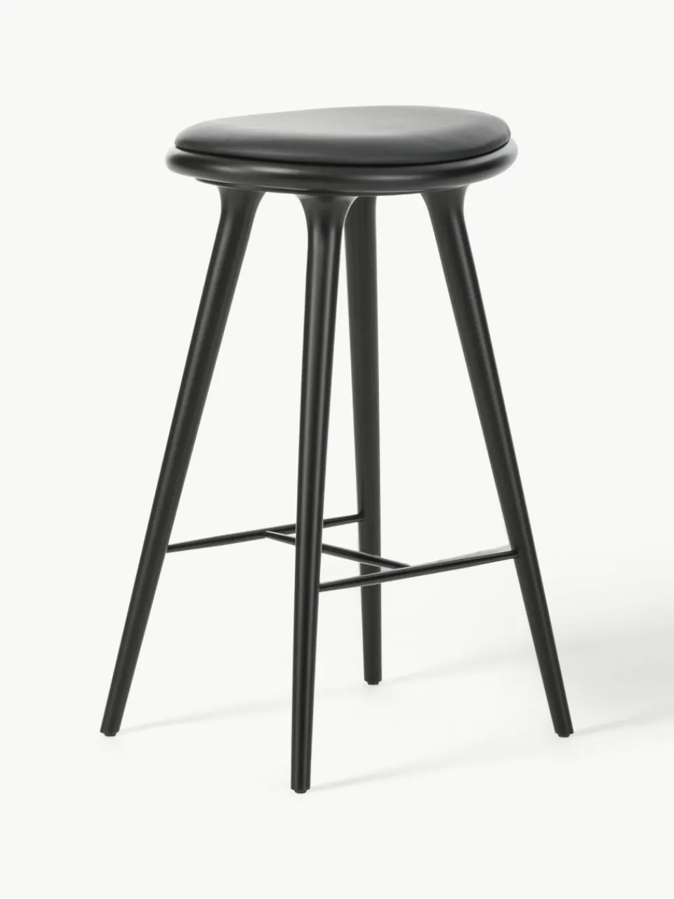 Barkruk High Stool van beukenhout en leer^Mater Best