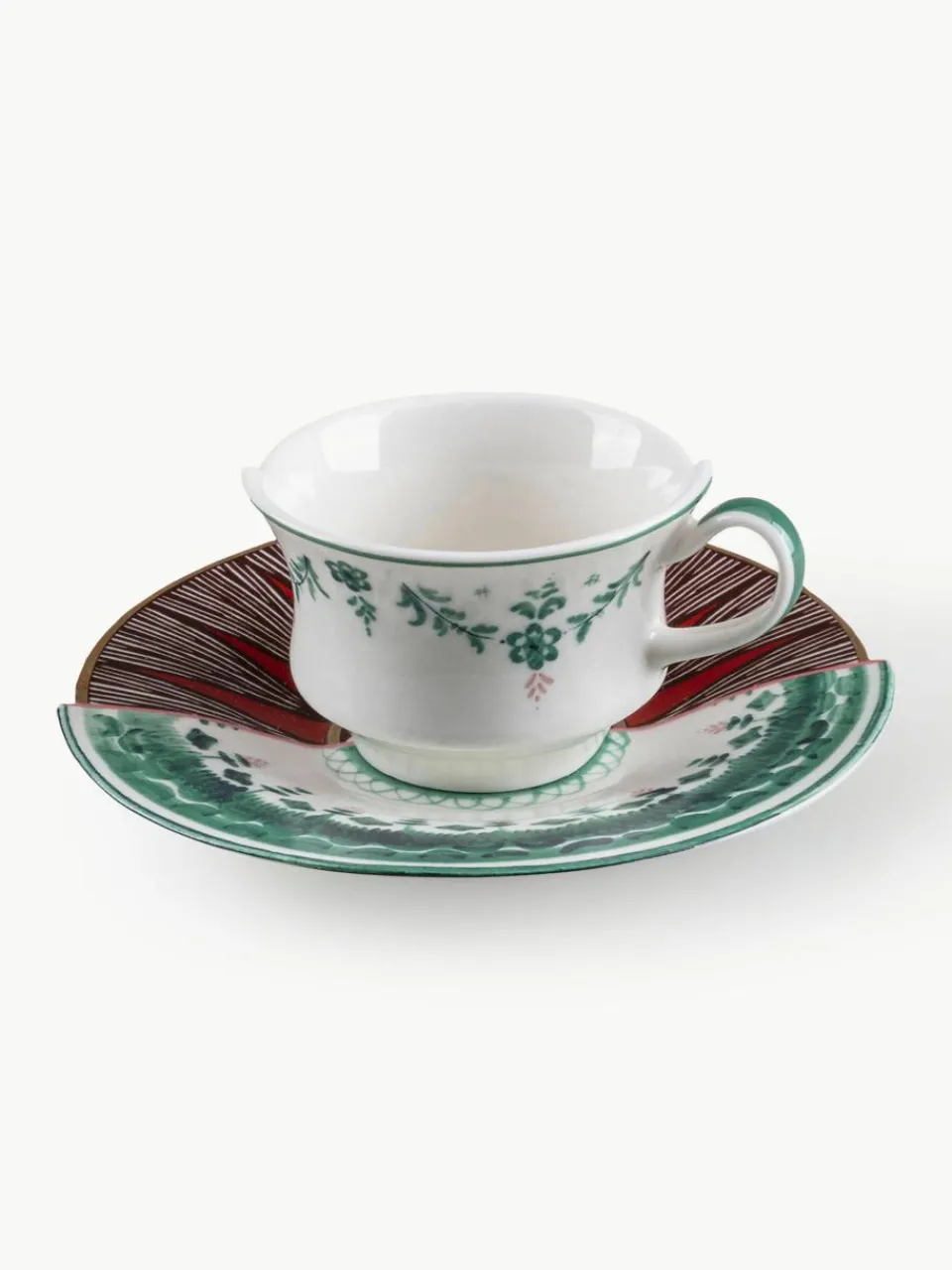 Beenderporselein koffiekopje Hybrid met schoteltje^SELETTI Hot