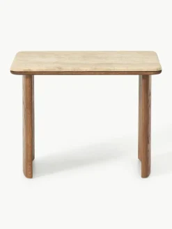 Bijzettafel Chandler van eikenhout met travertin blad, 2-delig^Westwing Collection Clearance