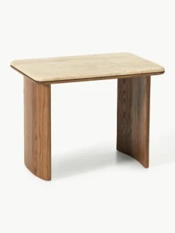 Bijzettafel Chandler van eikenhout met travertin blad, 2-delig^Westwing Collection Clearance