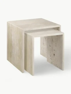 Bijzettafel Varu uit travertijn, 2-delig^blomus Sale
