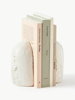 Boekensteun Sava uit travertijn, 2 stuks^Westwing Collection Best
