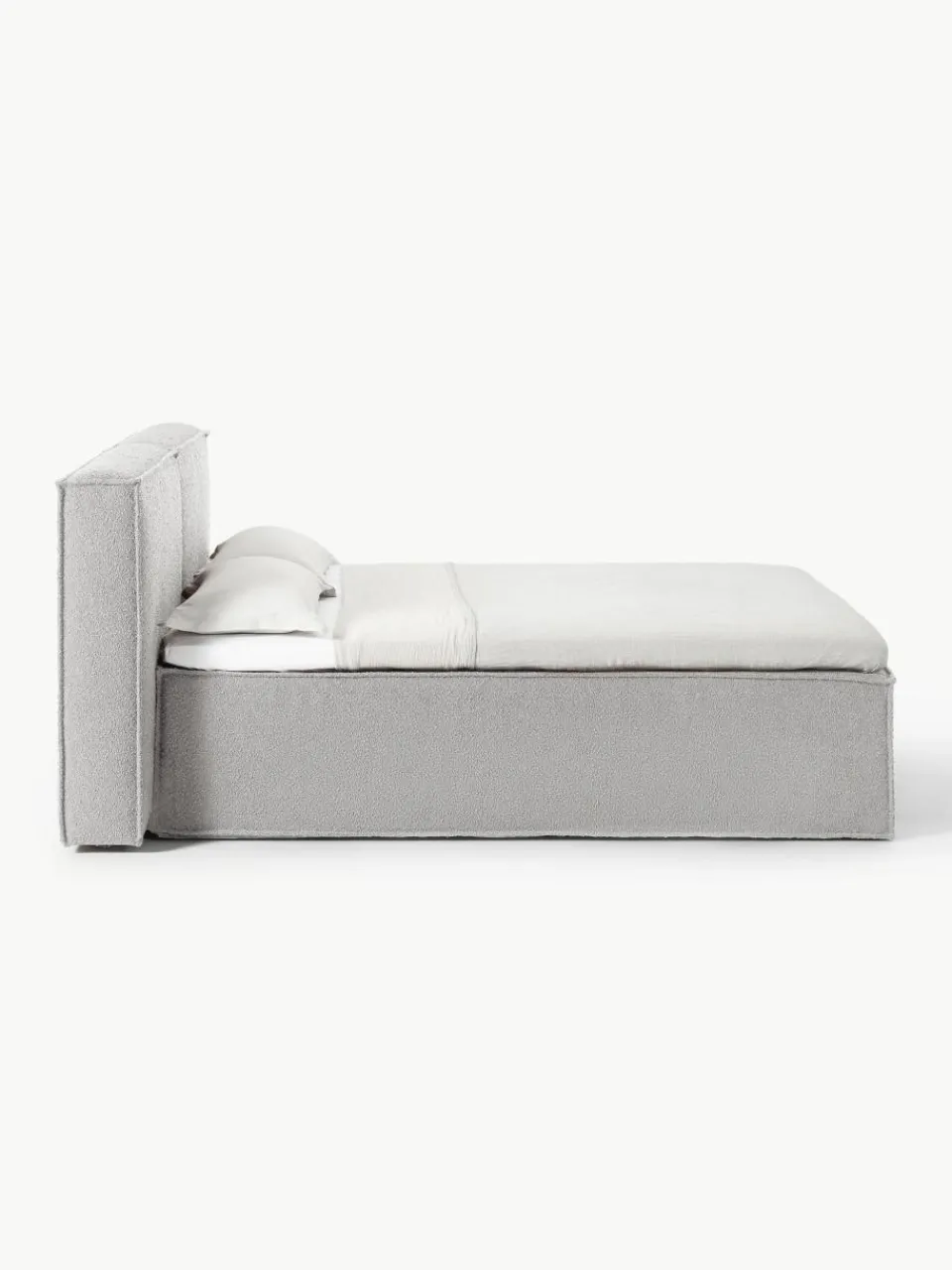 Bouclé boxspring bed Lennon^Westwing Collection Fashion