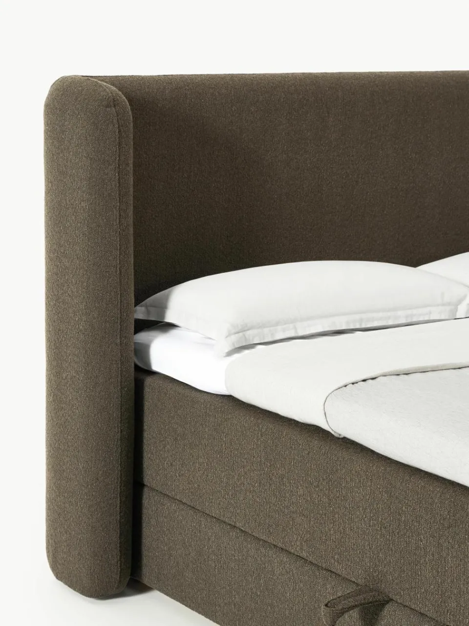 Bouclé boxspring bed Perla met opbergruimte^Westwing Collection Sale