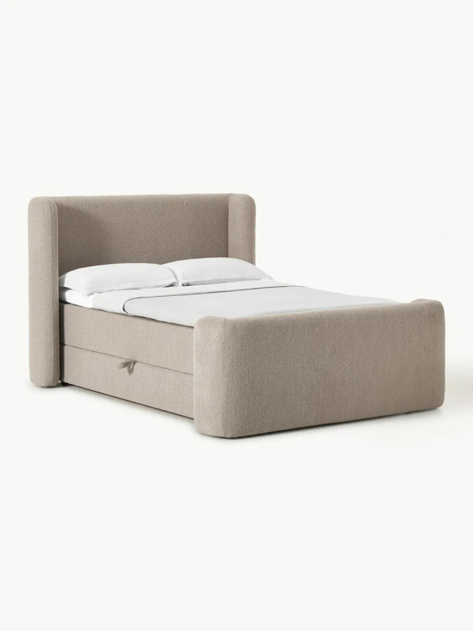 Bouclé boxspring bed Perla met opbergruimte^Westwing Collection Clearance
