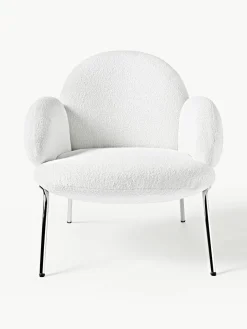 Bouclé fauteuil Luan met metalen poten^Westwing Collection New