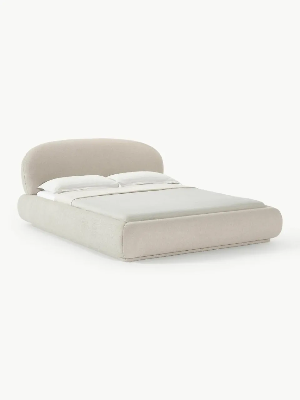 Bouclé gestoffeerd bed Alba met afgeronde hoeken^Westwing Collection Online