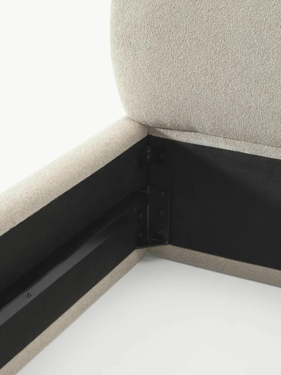 Bouclé gestoffeerd bed Alba met afgeronde hoeken^Westwing Collection Online