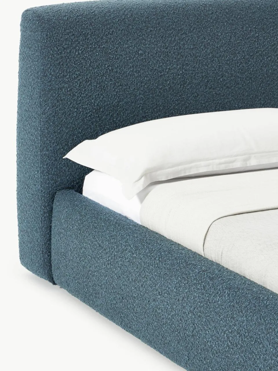Bouclé gestoffeerd bed Cloud met opbergruimte^Westwing Collection Hot