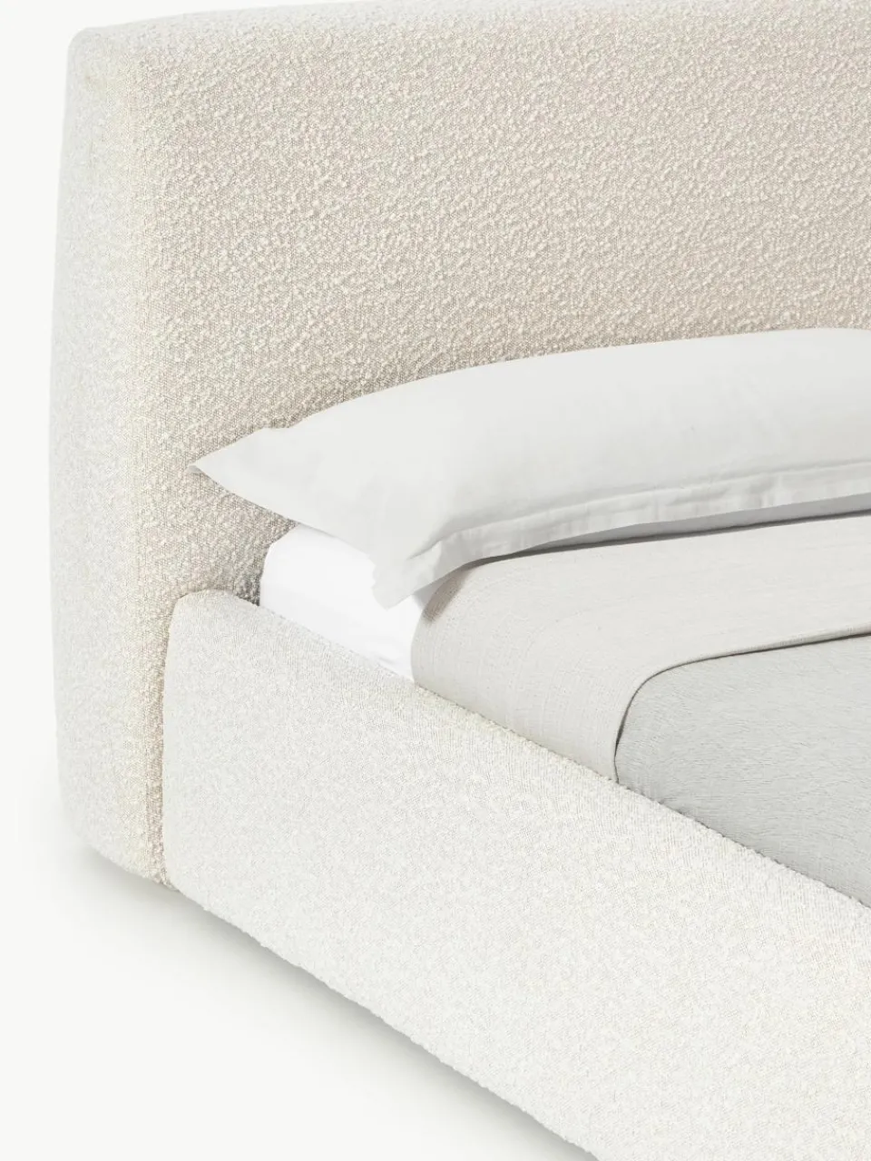Bouclé gestoffeerd bed Cloud met opbergruimte^Westwing Collection Clearance