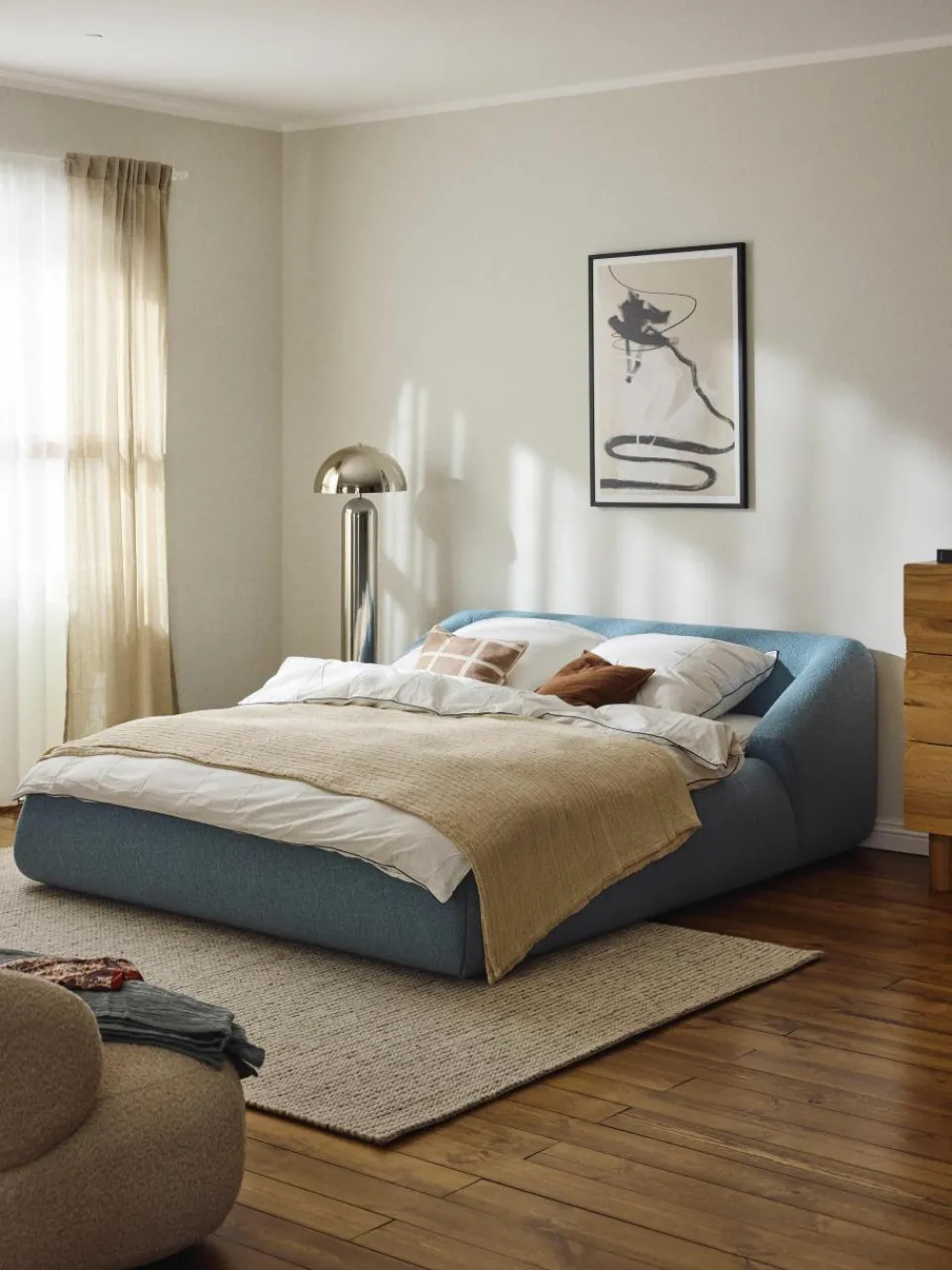Bouclé gestoffeerd bed Sofia^Westwing Collection Discount
