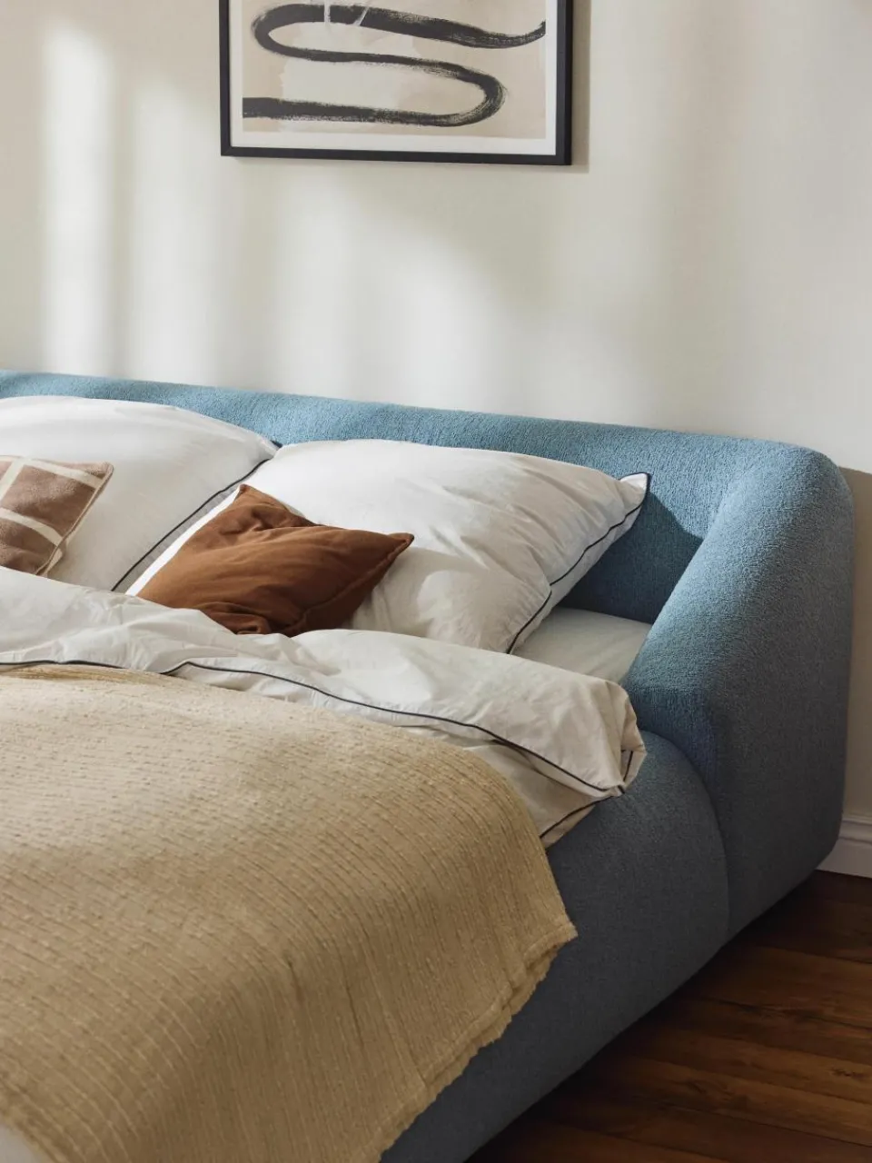 Bouclé gestoffeerd bed Sofia^Westwing Collection Discount