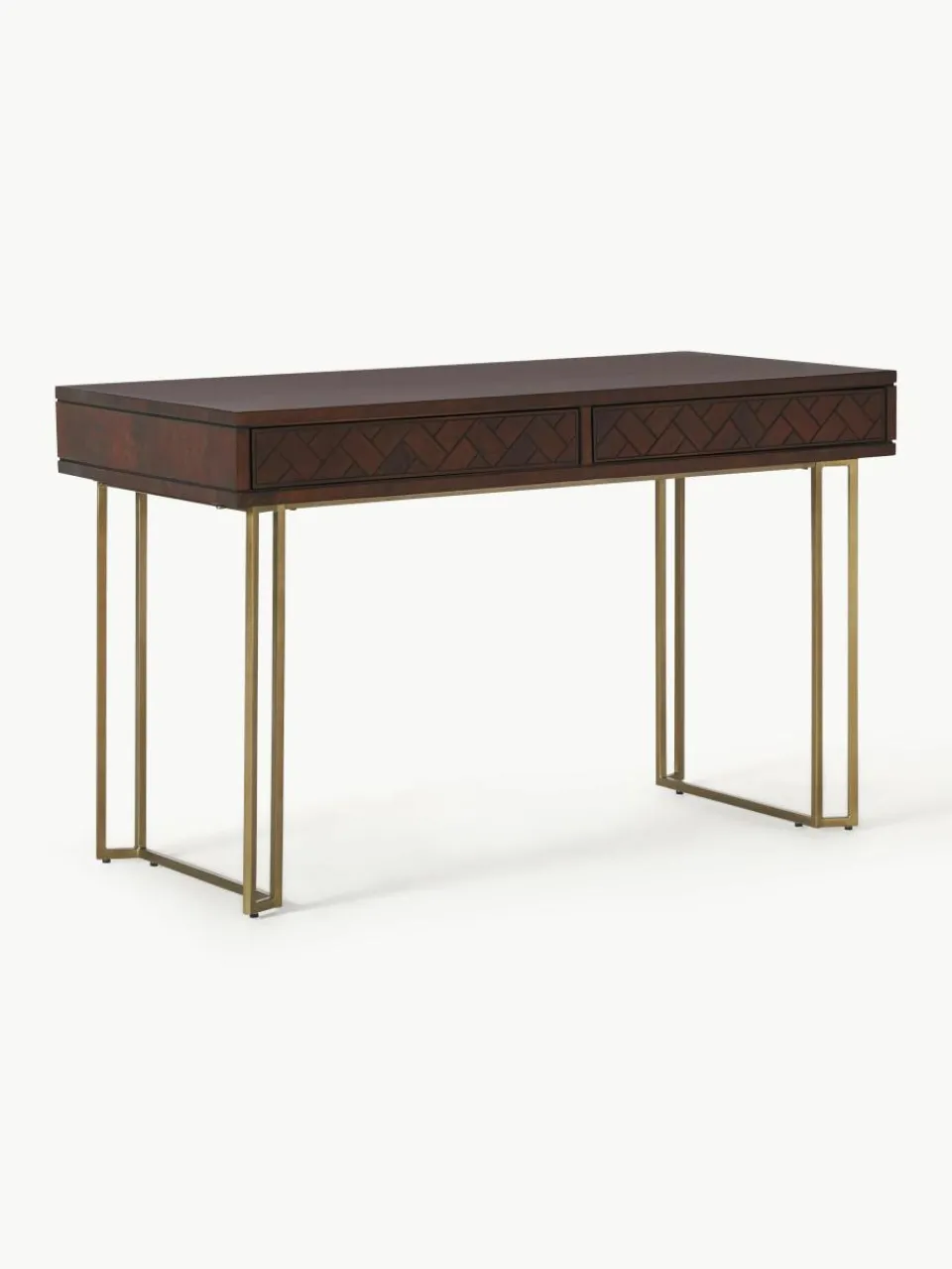 Bureau Luca van mangohout met visgraat-patroon^Westwing Collection Online