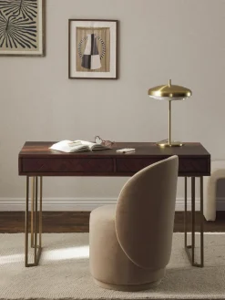 Bureau Luca van mangohout met visgraat-patroon^Westwing Collection Online