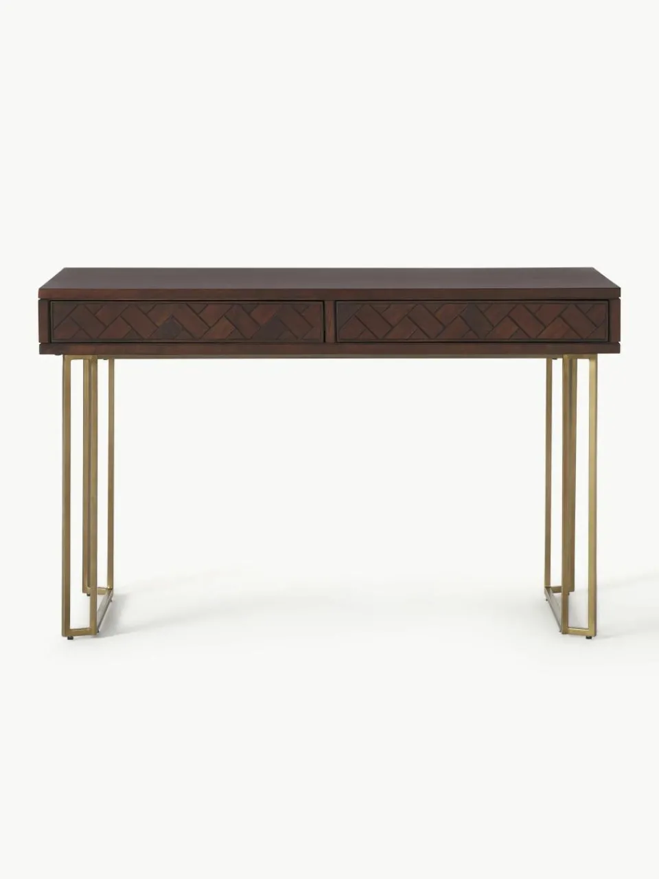 Bureau Luca van mangohout met visgraat-patroon^Westwing Collection Online