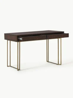 Bureau Luca van mangohout met visgraat-patroon^Westwing Collection Online