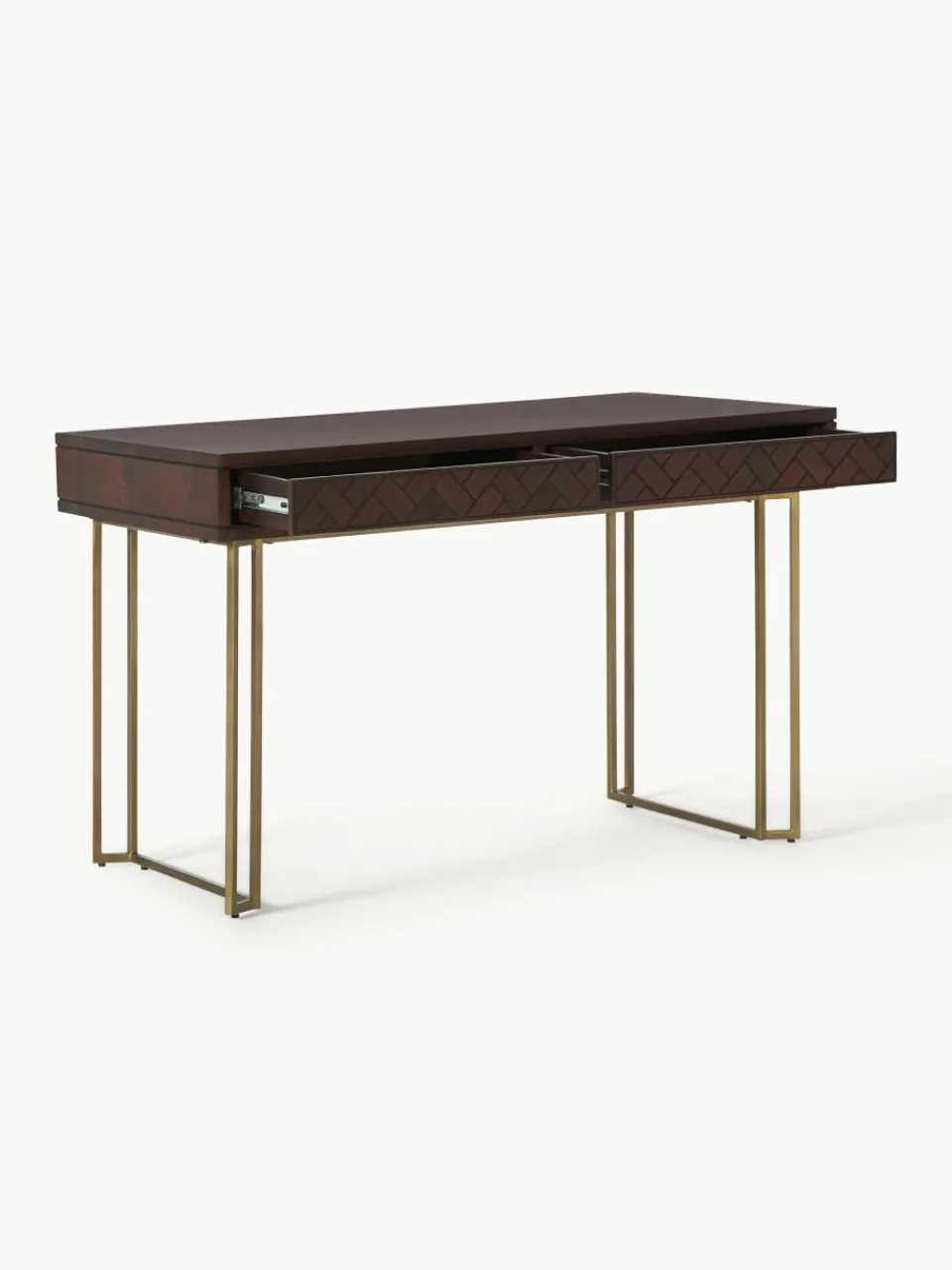 Bureau Luca van mangohout met visgraat-patroon^Westwing Collection Online