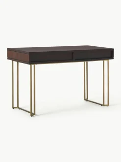 Bureau Luca van mangohout met visgraat-patroon^Westwing Collection Online
