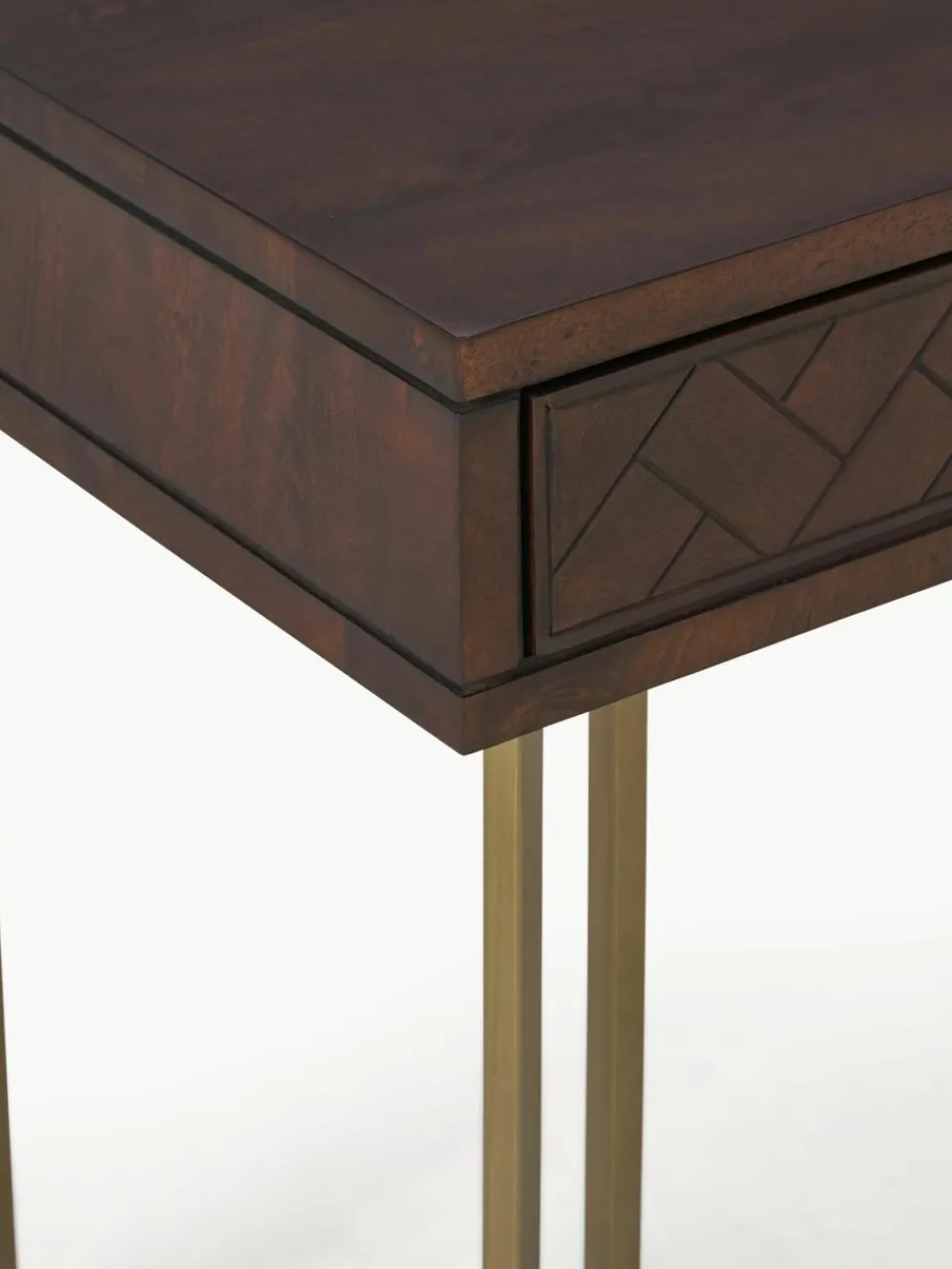 Bureau Luca van mangohout met visgraat-patroon^Westwing Collection Online