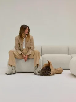 Chaise longue hoekmodule Sofia uit bouclé^Westwing Collection Clearance