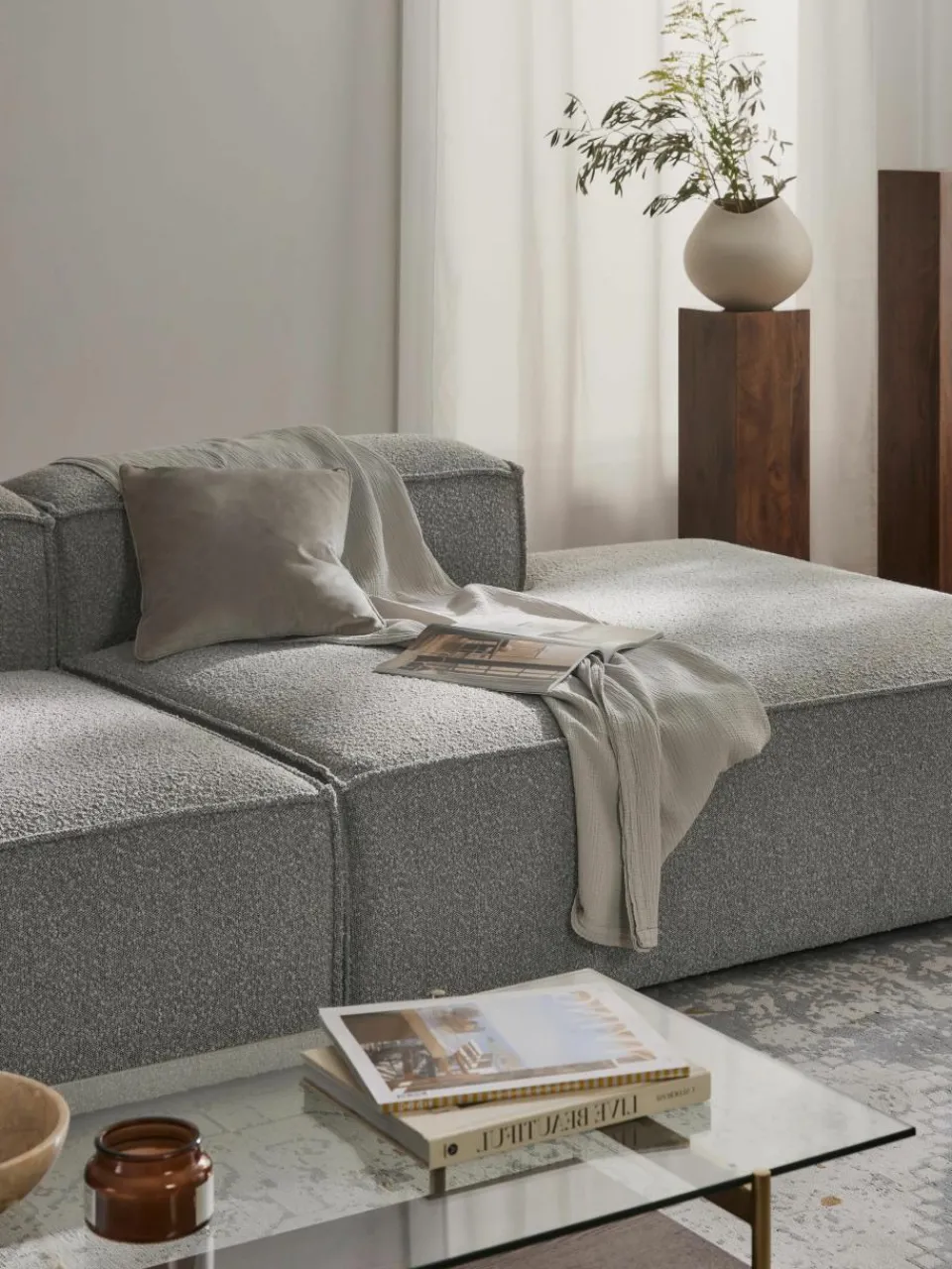 Chaise longue module Lennon van bouclé^Westwing Collection Outlet