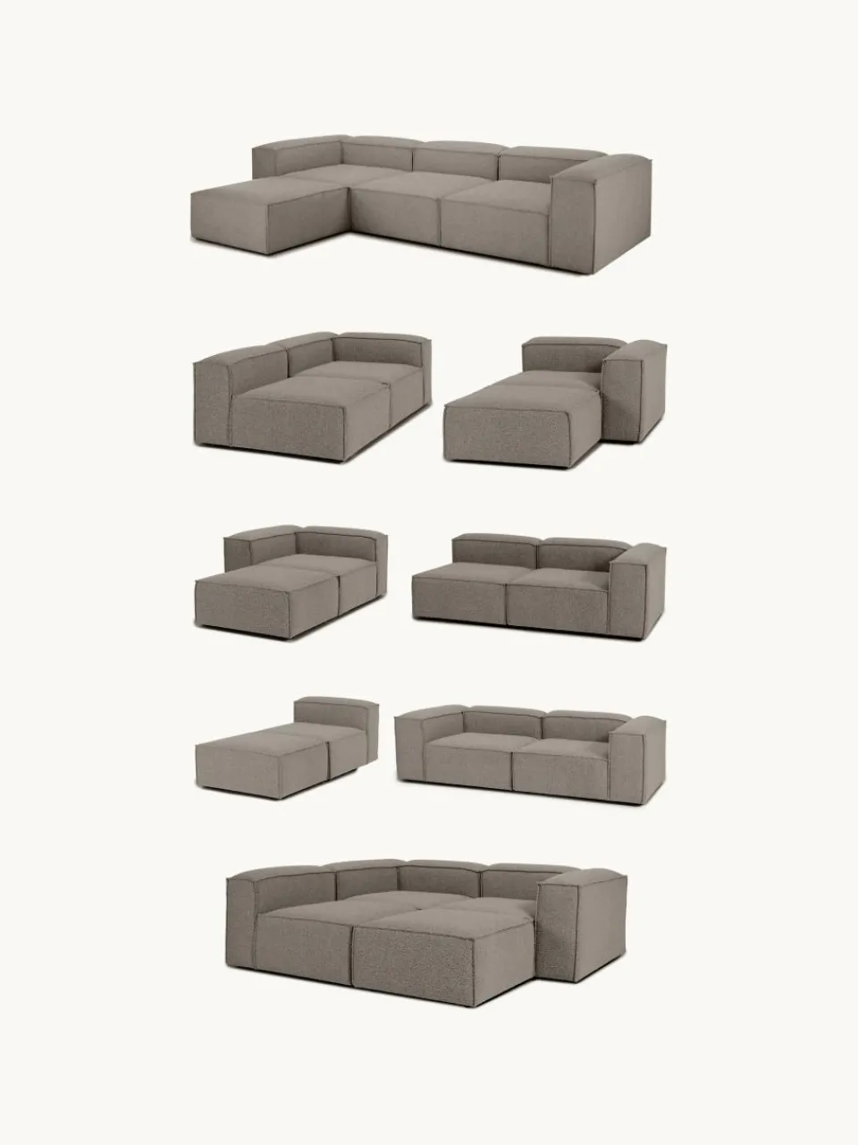 Chaise longue module Lennon uit bouclé^Westwing Collection Sale