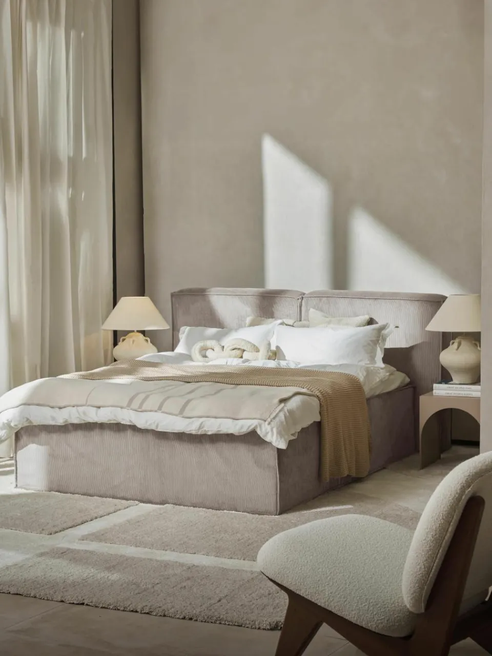 Corduroy boxspring bed Lennon^Westwing Collection Online