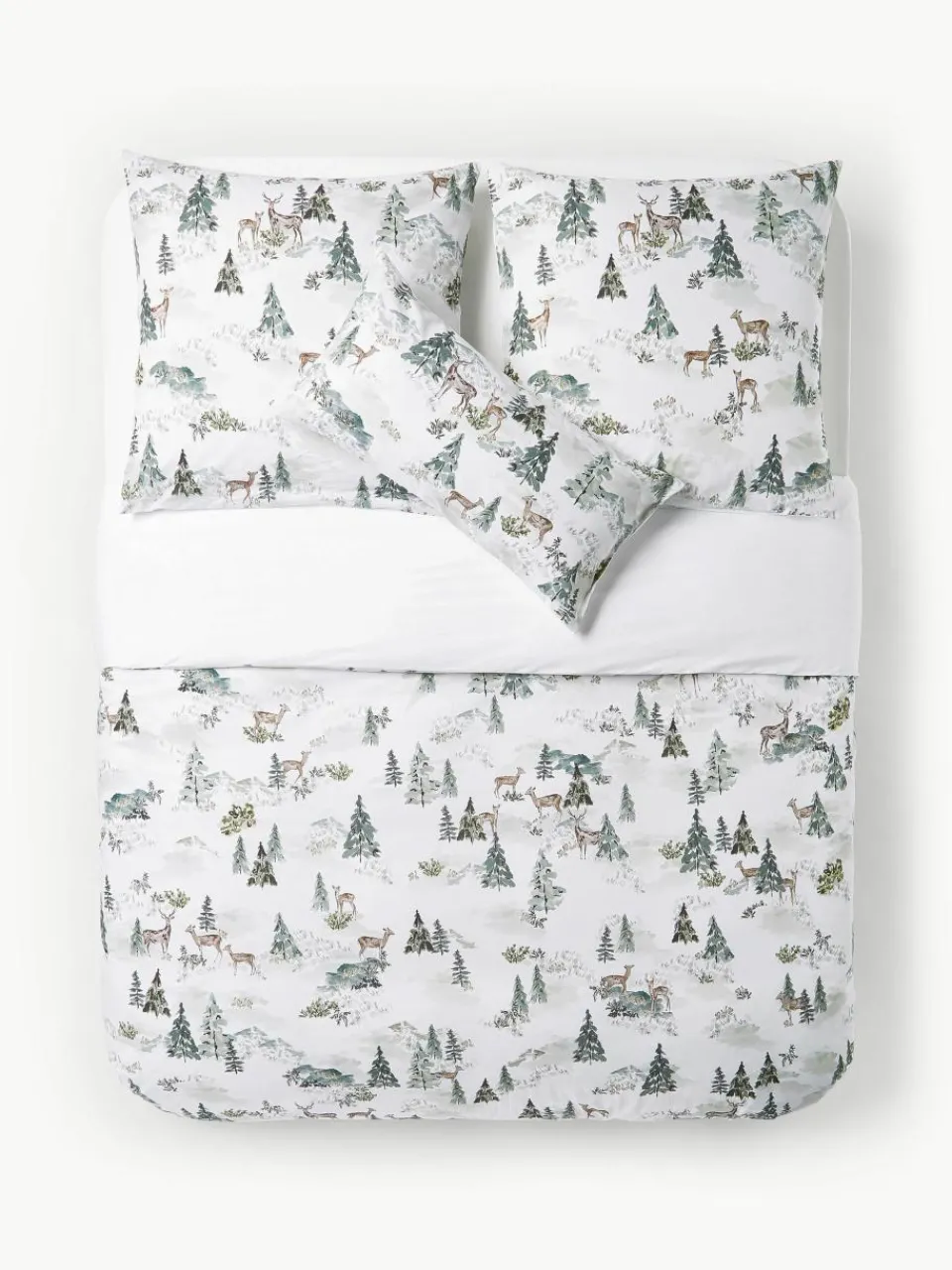 Designer katoenen perkal dekbedovertrek Forest^Westwing Collection Discount
