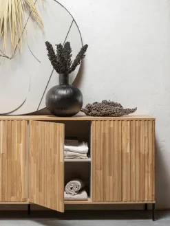Dressoir Avourio van eikenhout met geribde voorzijde^Westwing Sale