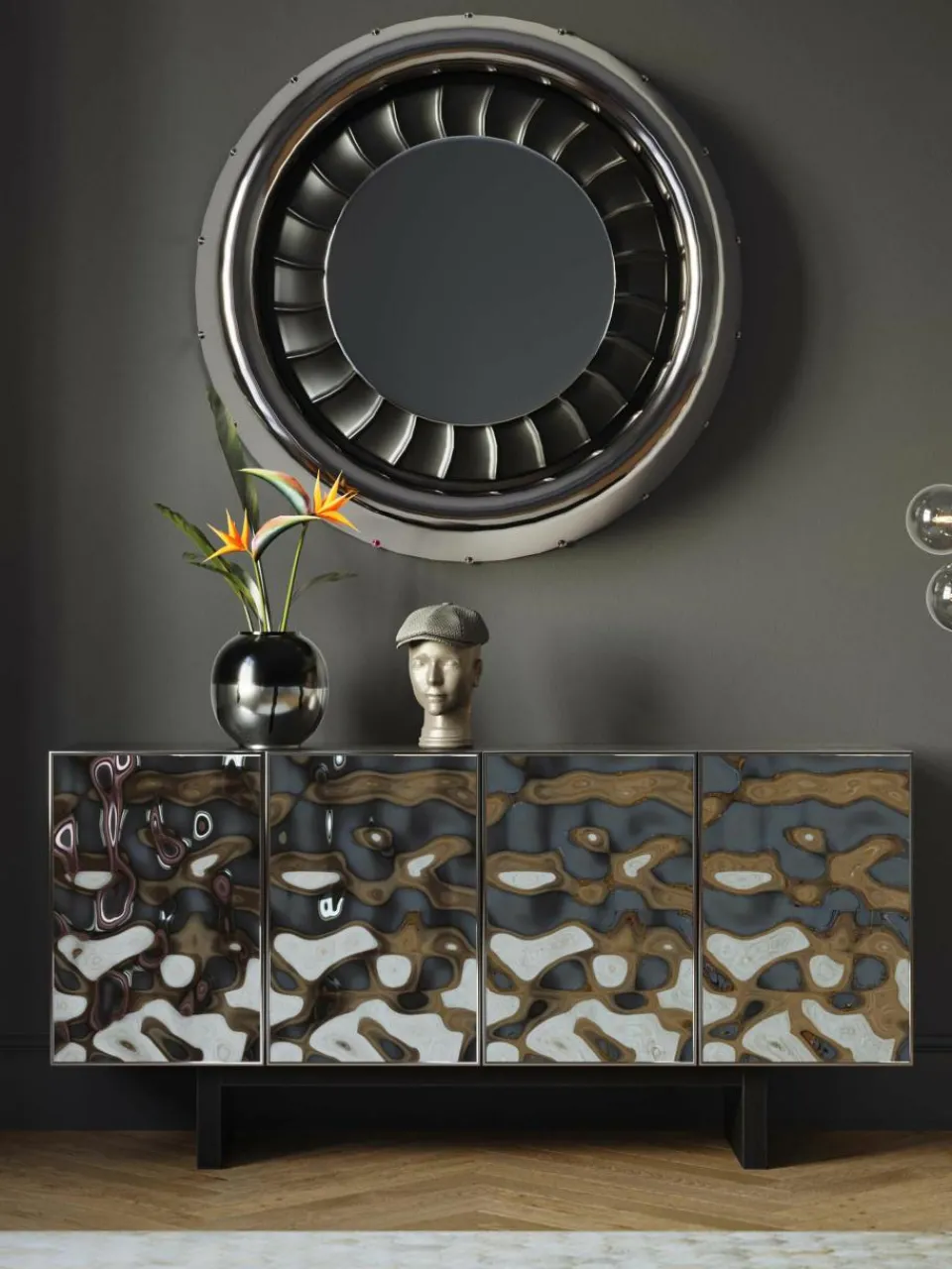Dressoir Caldera van edelstaal^Kare Design Online
