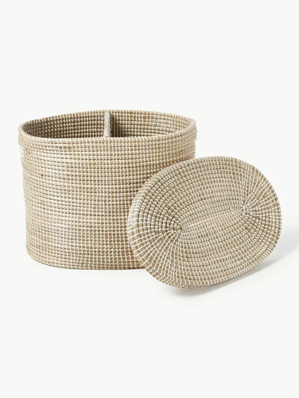 Dubbele wasmand Aleya van zeegras met deksel^Westwing Collection New