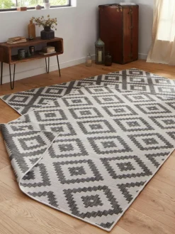 Dubbelzijdig in- & outdoor vloerkleed Malta in grijs/crème kleur^Westwing Clearance