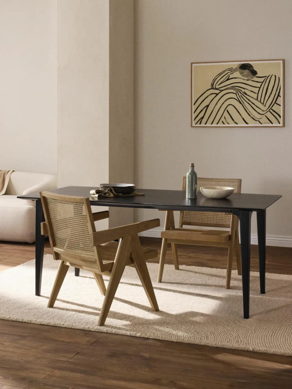 Eettafel Archie van mangohout in zwart, in verschillende formaten^Westwing Collection Discount
