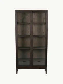 Eikenhouten vitrinekast Hazelton met schuifdeuren^Rowico Fashion