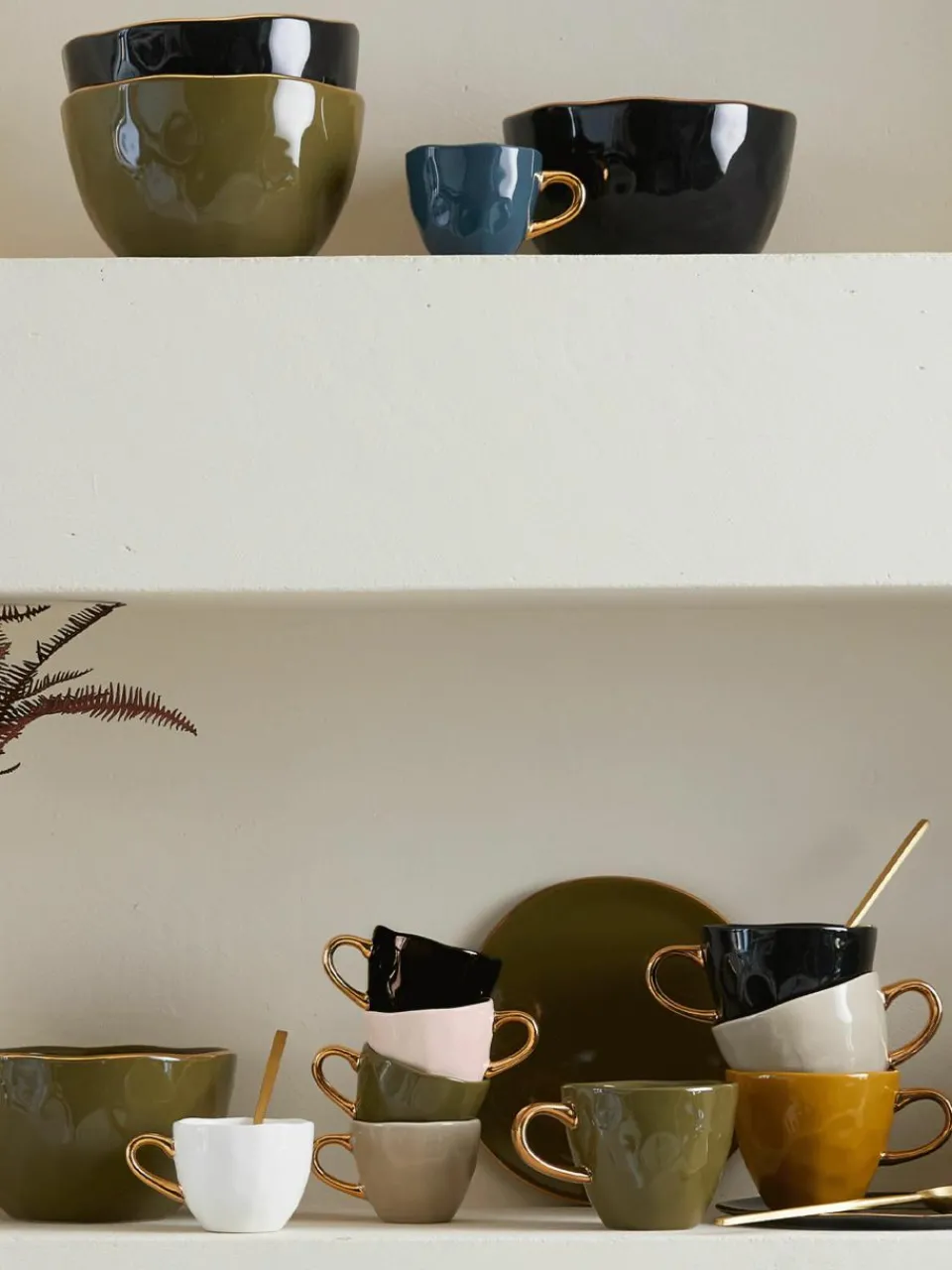 Espresso kopjes Good Morning met goudkleurige handvat, 2 stuks^Urban Nature Culture Hot