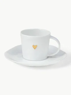 Espressokopje Heart met schoteltje van porselein^Westwing Fashion