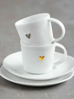 Espressokopje Heart met schoteltje van porselein^Westwing Fashion