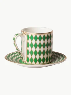 Espressokopjes Chess met schoteltjes, set van 4^Pols Potten New