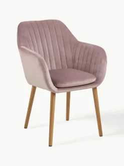 Fluwelen armstoel Emilia met houten poten^Westwing Discount