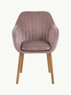 Fluwelen armstoel Emilia met houten poten^Westwing Discount
