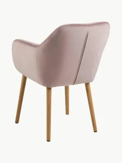 Fluwelen armstoel Emilia met houten poten^Westwing Discount