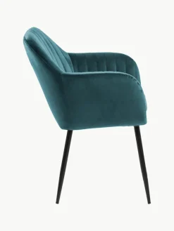 Fluwelen armstoel Emilia met metalen poten^Westwing Online