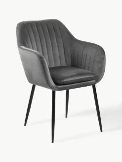 Fluwelen armstoel Emilia met metalen poten^Westwing Discount