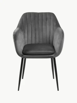 Fluwelen armstoel Emilia met metalen poten^Westwing Discount
