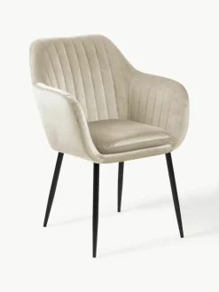 Fluwelen armstoel Emilia met metalen poten^Westwing Outlet