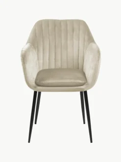 Fluwelen armstoel Emilia met metalen poten^Westwing Outlet